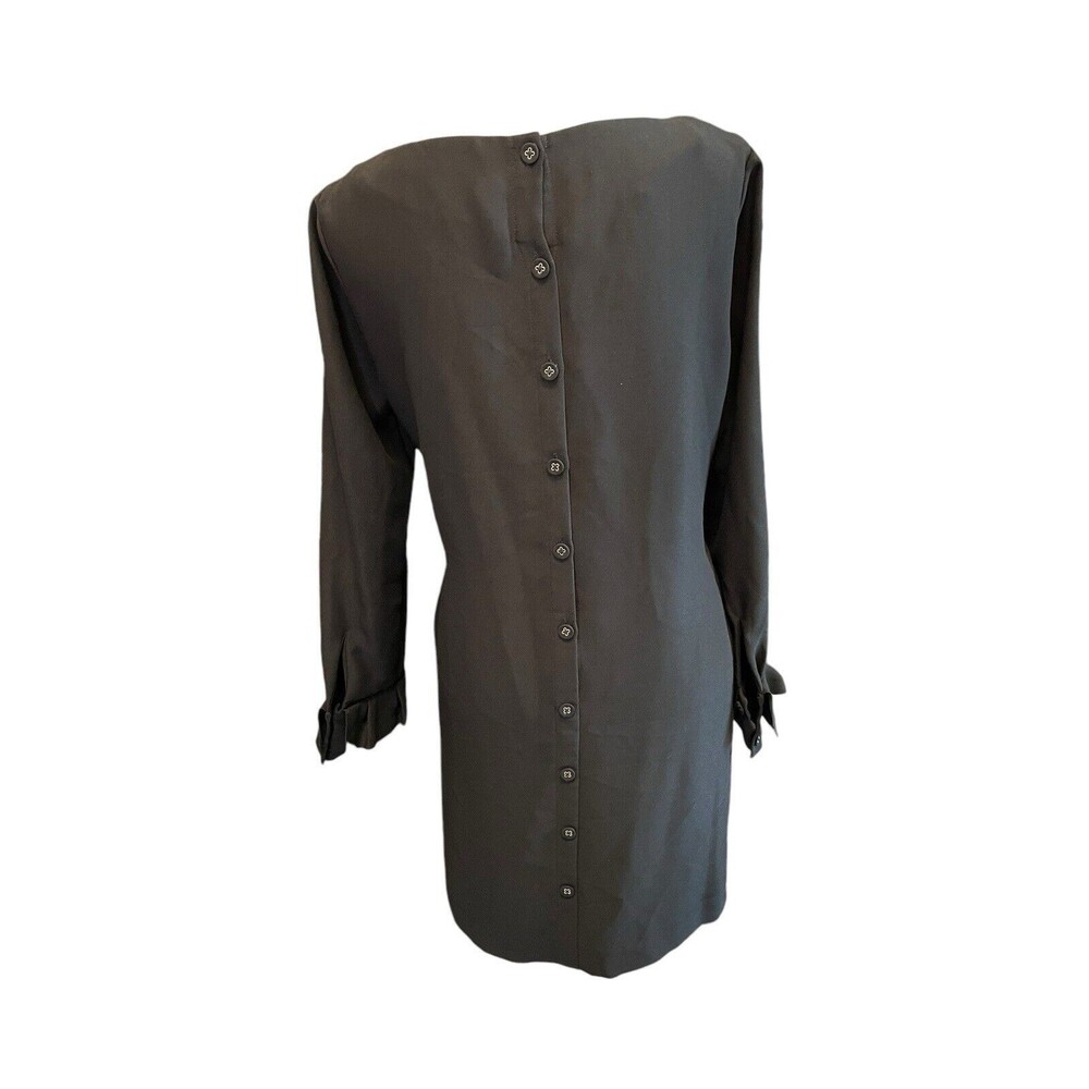 Banana Republic Dress sz 6 Black Long Sleeve Ruffle Classic Career Shift a28 - Picture 8 of 13